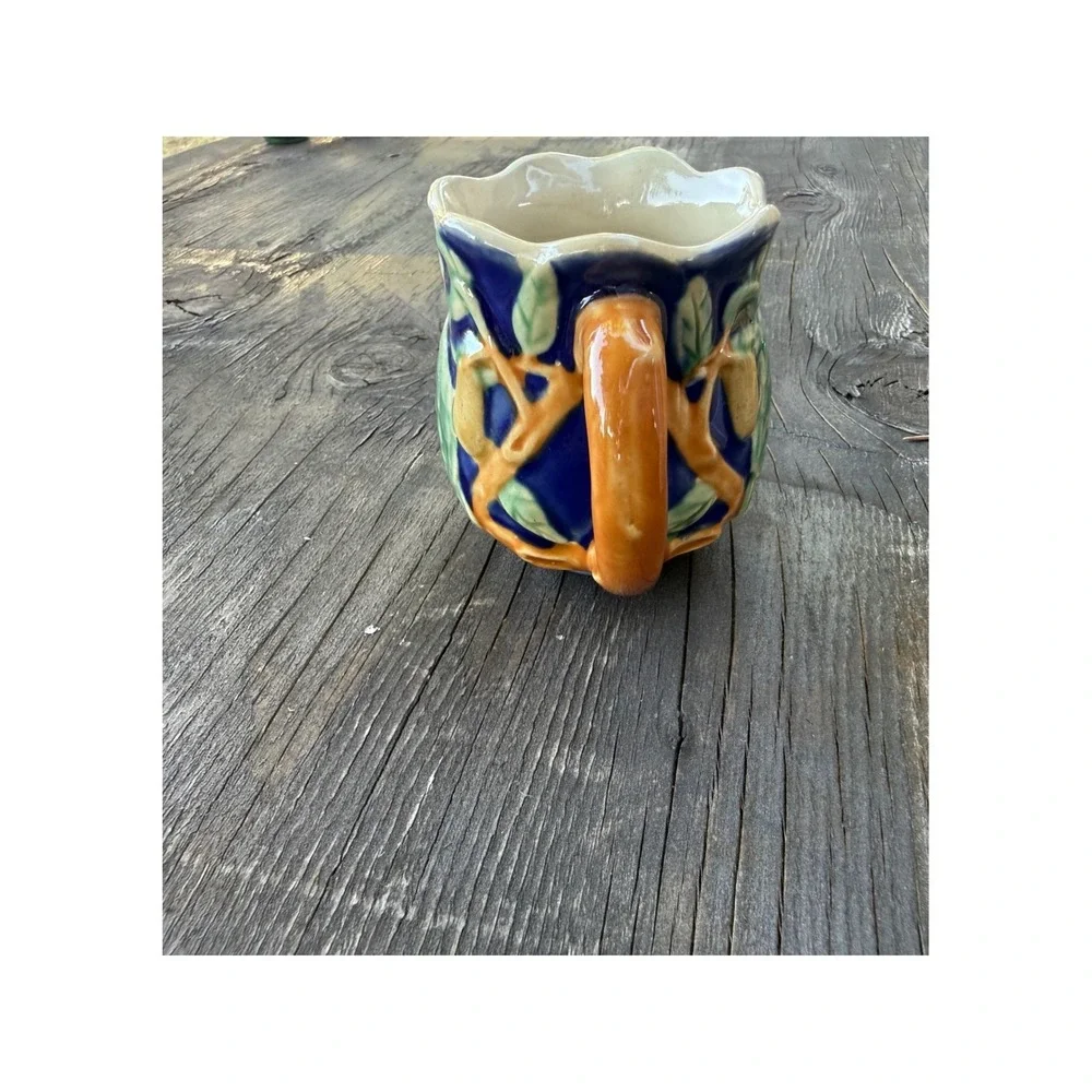Henriksen Imports Classic Majolica‎ Bird and Pear Handpainted Stoneware Creamer
